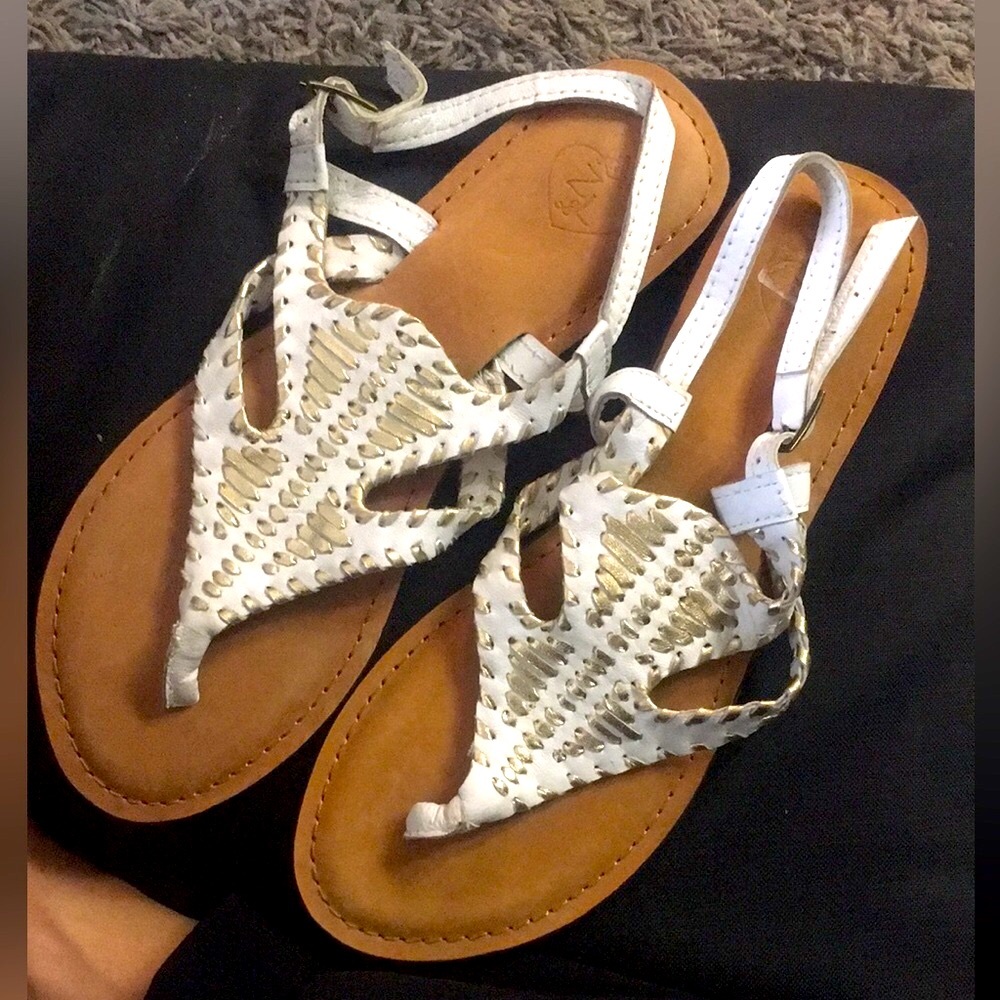 White and Gold Sandals